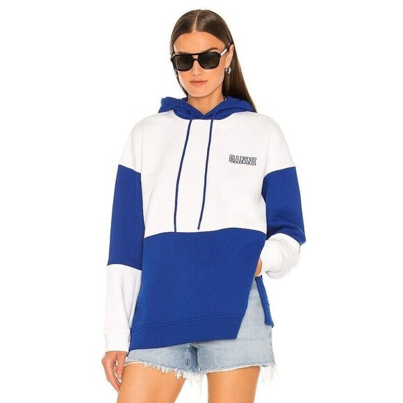 GANNI Isoli Sweatshirt Daphne Blue White - Picture 1 of 5